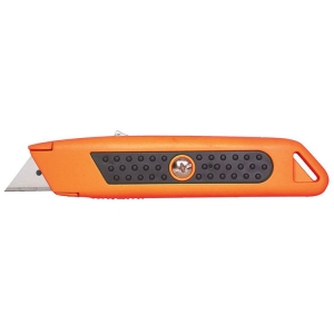 Safety Knife with Rubber Grip Auto-Retracting Orange