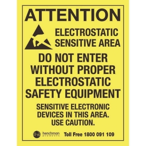 Sign Poster ESD Electrostatic Sensitive Area 450 x 560mm