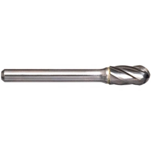 Carbide Burr Cylindrical Ball Nose 3/4 inch 1/4 inch Shank Aluminium Cut