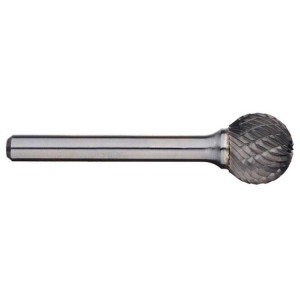Carbide Burr Ball Nose 1/4 inch 1/4 inch Shank 6x5.4mm OAL 6 inch